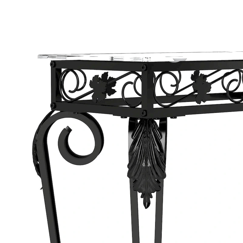 Tavolo in vetro e metallo in stile moderno, tavolo consolle per ingresso, robusto tavolo da corridoio con contenitore, tavolo da divano facile da montare