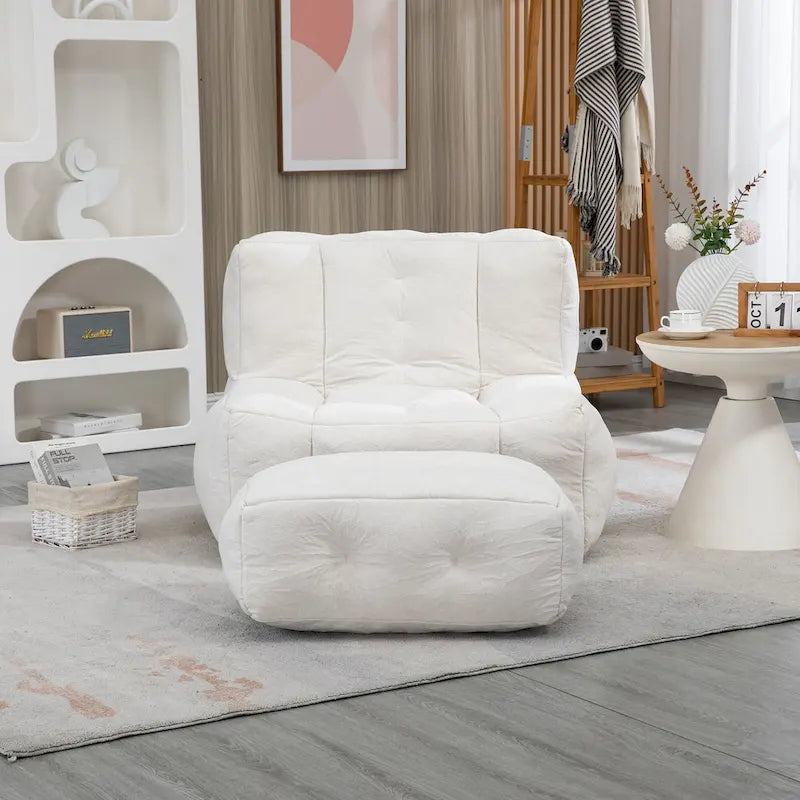 Poltrona moderna da salotto per adulti con memory foam ad alta densità e 1 pouf, per casa, camera da letto e sala lettura
