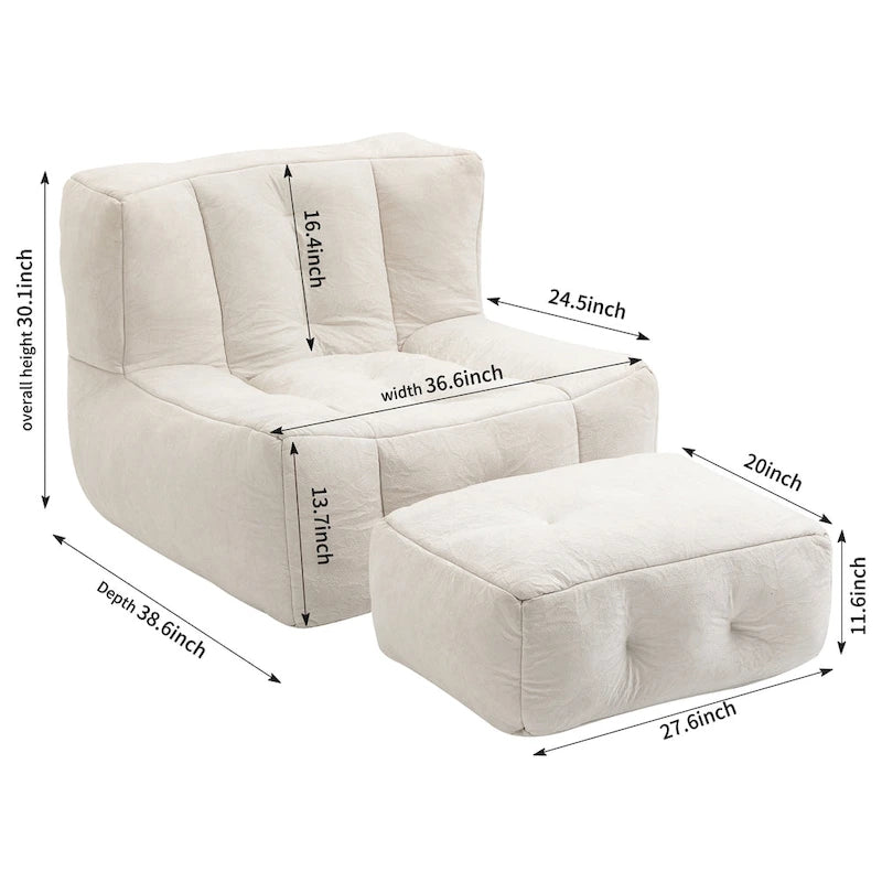 Poltrona moderna da salotto per adulti con memory foam ad alta densità e 1 pouf, per casa, camera da letto e sala lettura