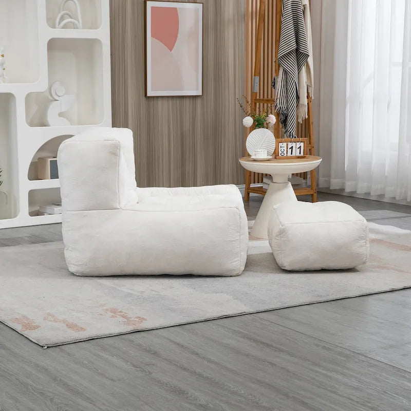 Poltrona moderna da salotto per adulti con memory foam ad alta densità e 1 pouf, per casa, camera da letto e sala lettura