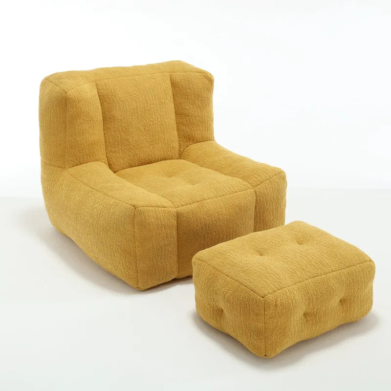 Poltrona moderna da salotto per adulti con memory foam ad alta densità e 1 pouf, per casa, camera da letto e sala lettura