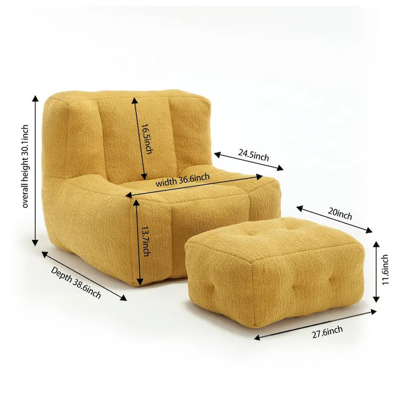 Poltrona moderna da salotto per adulti con memory foam ad alta densità e 1 pouf, per casa, camera da letto e sala lettura