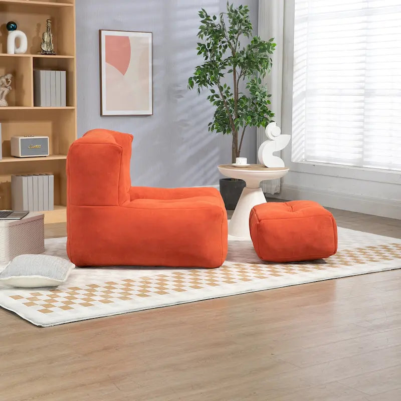 Poltrona moderna da salotto per adulti con memory foam ad alta densità e 1 pouf, per casa, camera da letto e sala lettura