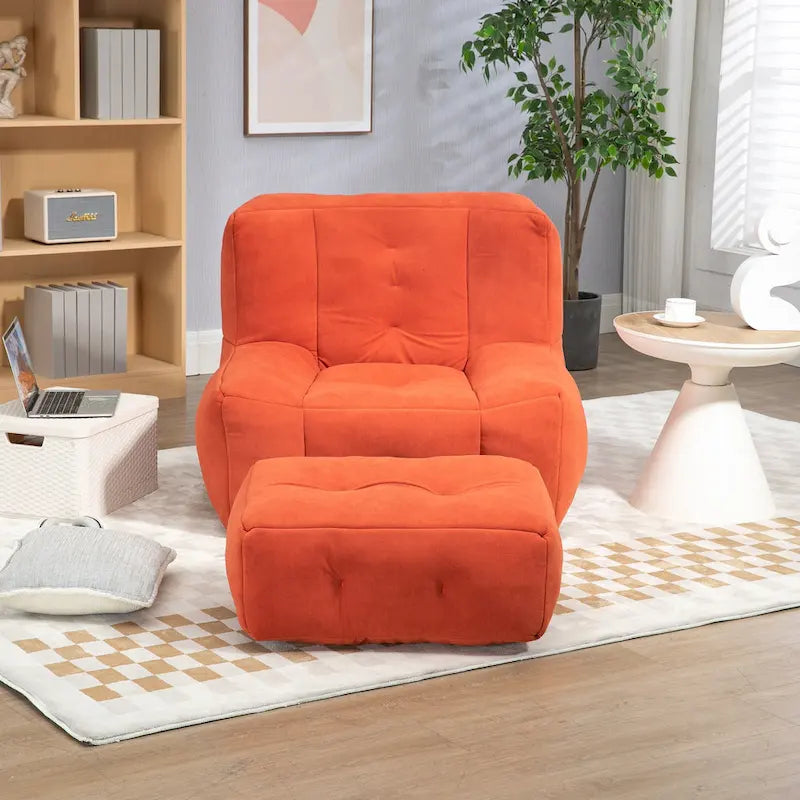 Poltrona moderna da salotto per adulti con memory foam ad alta densità e 1 pouf, per casa, camera da letto e sala lettura