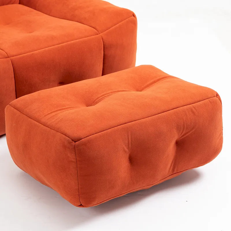Poltrona moderna da salotto per adulti con memory foam ad alta densità e 1 pouf, per casa, camera da letto e sala lettura