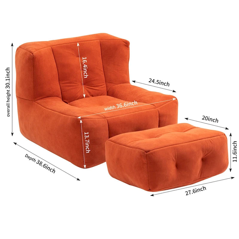 Poltrona moderna da salotto per adulti con memory foam ad alta densità e 1 pouf, per casa, camera da letto e sala lettura