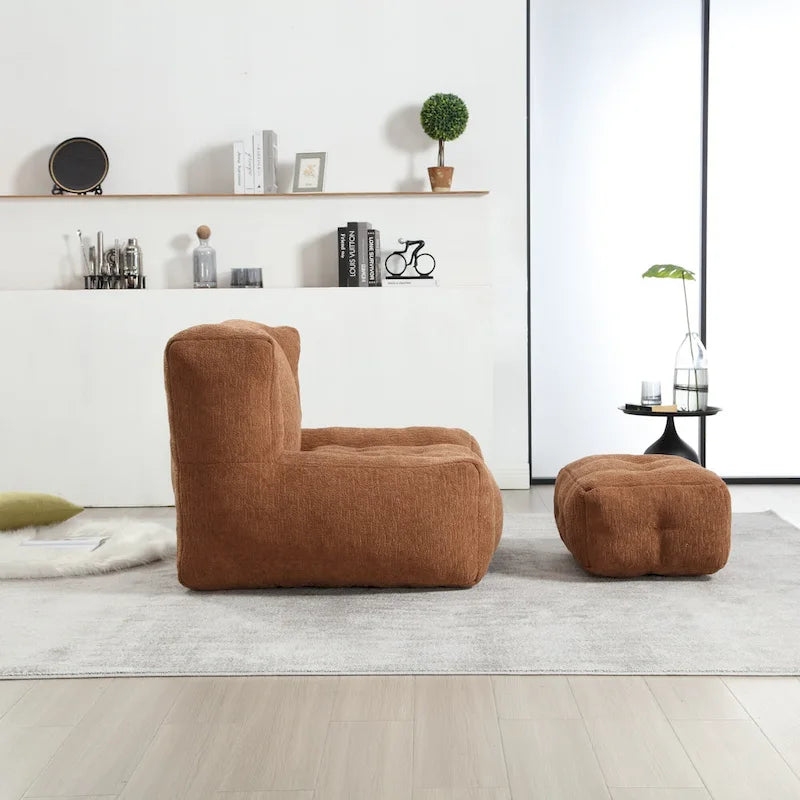 Poltrona moderna da salotto per adulti con memory foam ad alta densità e 1 pouf, per casa, camera da letto e sala lettura