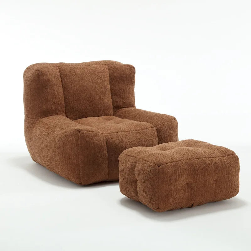 Poltrona moderna da salotto per adulti con memory foam ad alta densità e 1 pouf, per casa, camera da letto e sala lettura