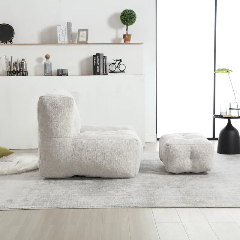 Poltrona moderna da salotto per adulti con memory foam ad alta densità e 1 pouf, per casa, camera da letto e sala lettura