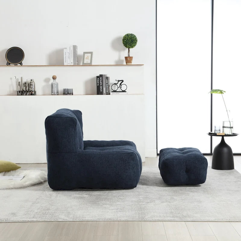 Poltrona moderna da salotto per adulti con memory foam ad alta densità e 1 pouf, per casa, camera da letto e sala lettura