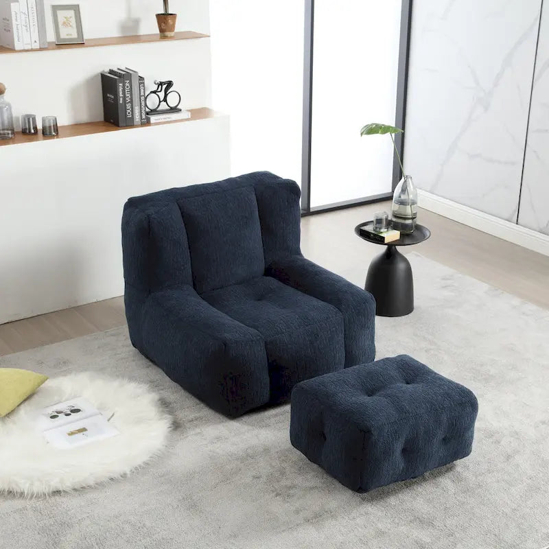 Poltrona moderna da salotto per adulti con memory foam ad alta densità e 1 pouf, per casa, camera da letto e sala lettura