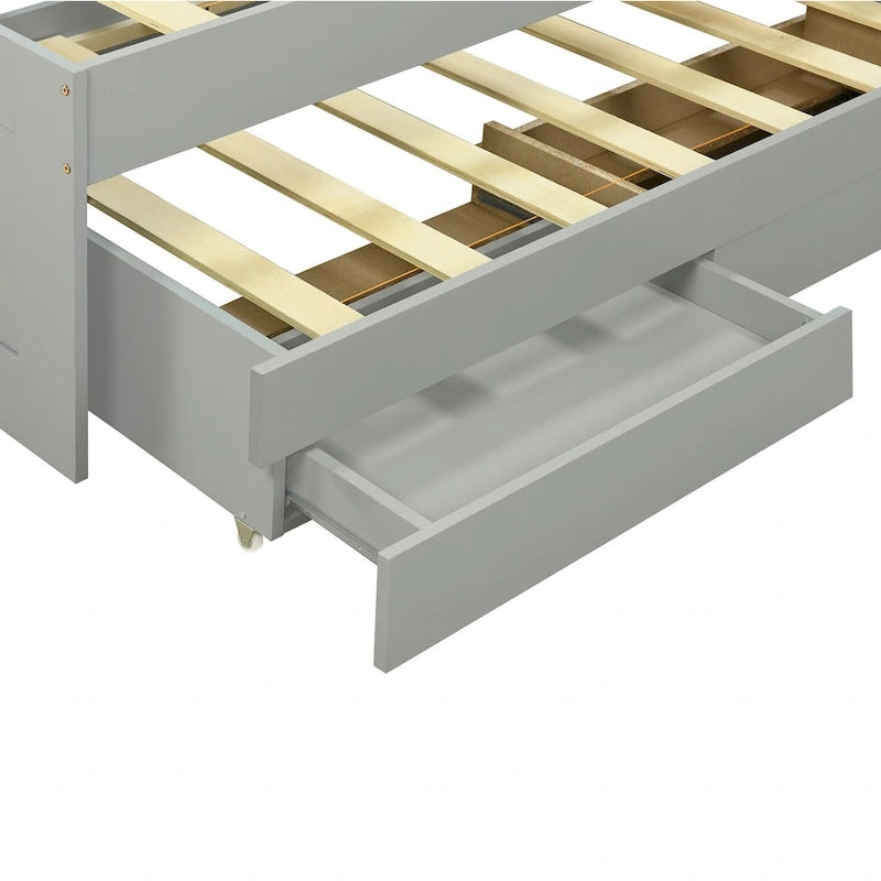 Letto a piattaforma con testiera LED e cassetti