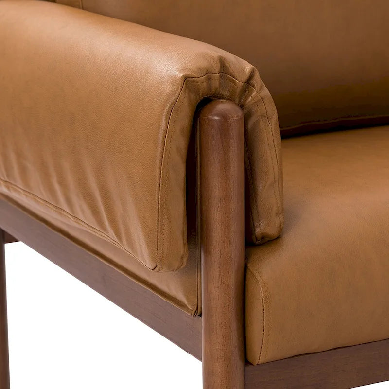 Comoda poltrona lucida da soggiorno con base in legno massello, set da 2