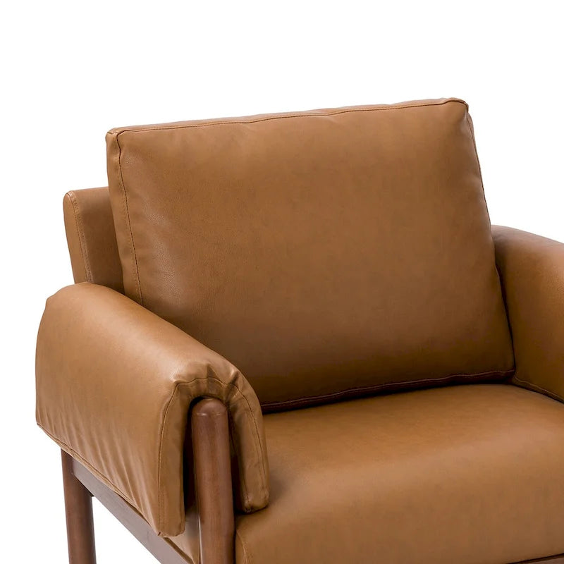 Comoda poltrona lucida da soggiorno con base in legno massello, set da 2