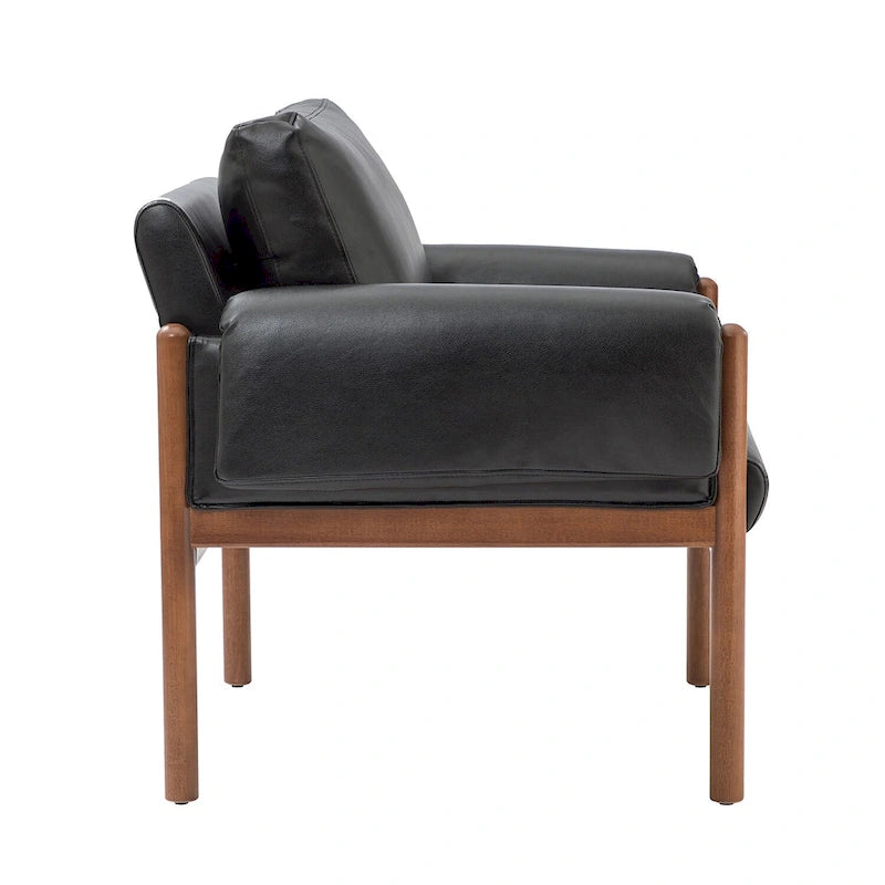 Comoda poltrona lucida da soggiorno con base in legno massello, set da 2