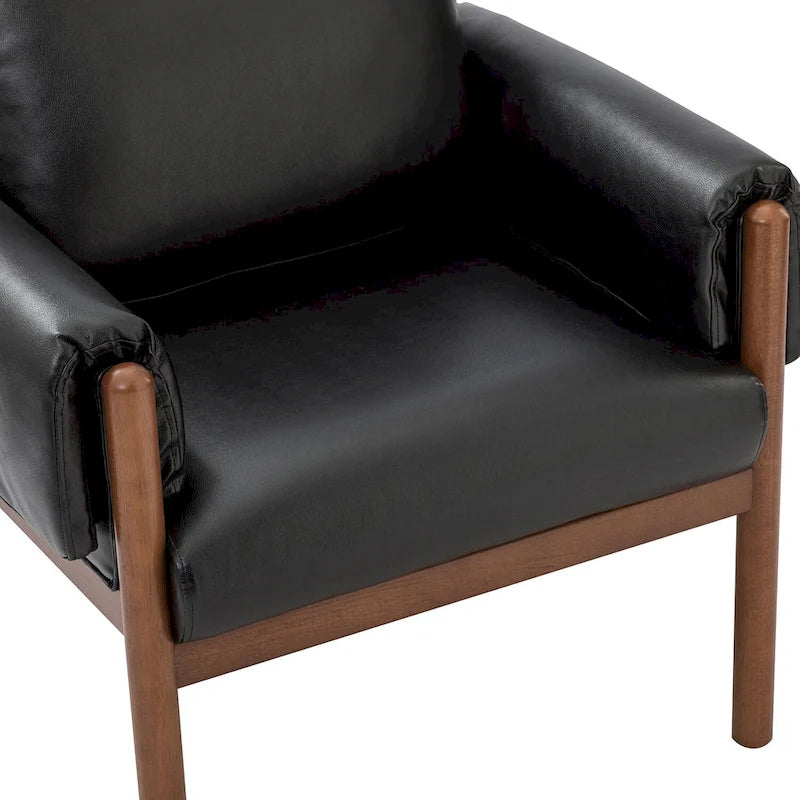 Comoda poltrona lucida da soggiorno con base in legno massello, set da 2