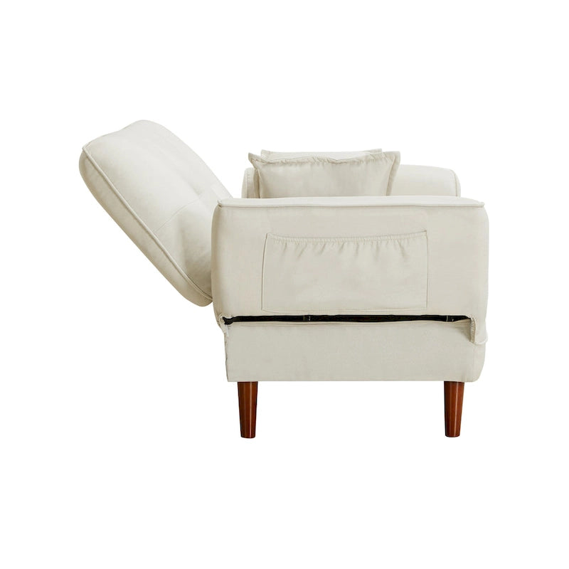 Divano letto multifunzione con 2 cuscini, tessuto beige
