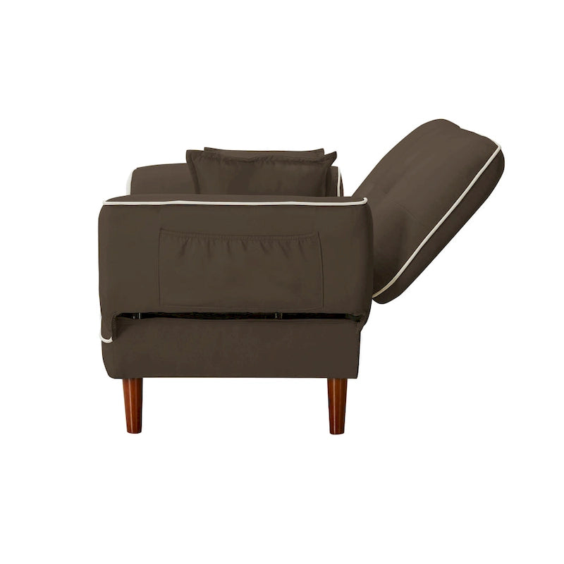 Divano letto multifunzione con 2 cuscini, tessuto beige