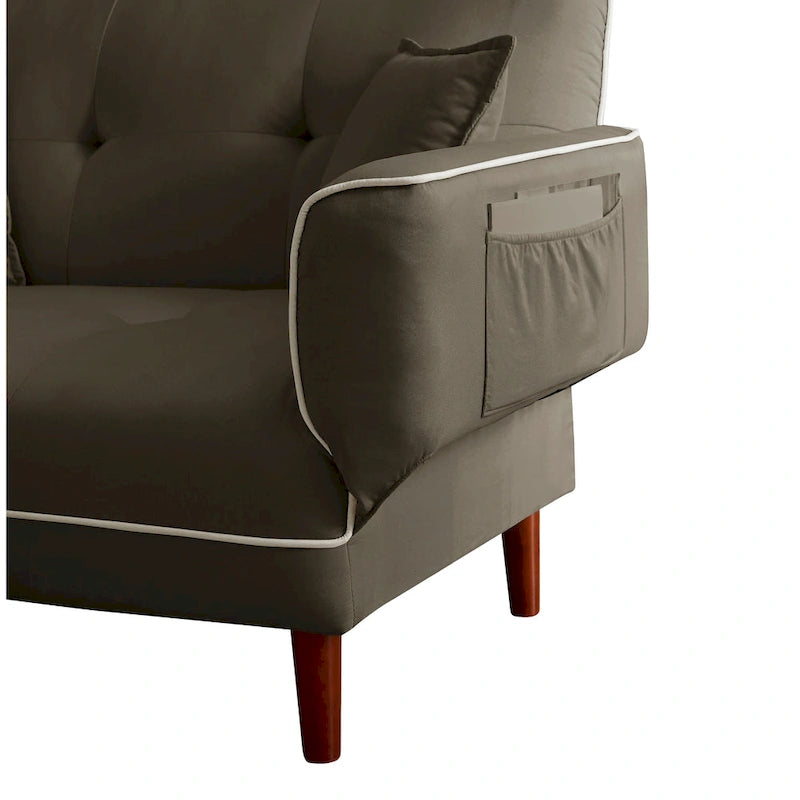 Divano letto multifunzione con 2 cuscini, tessuto beige