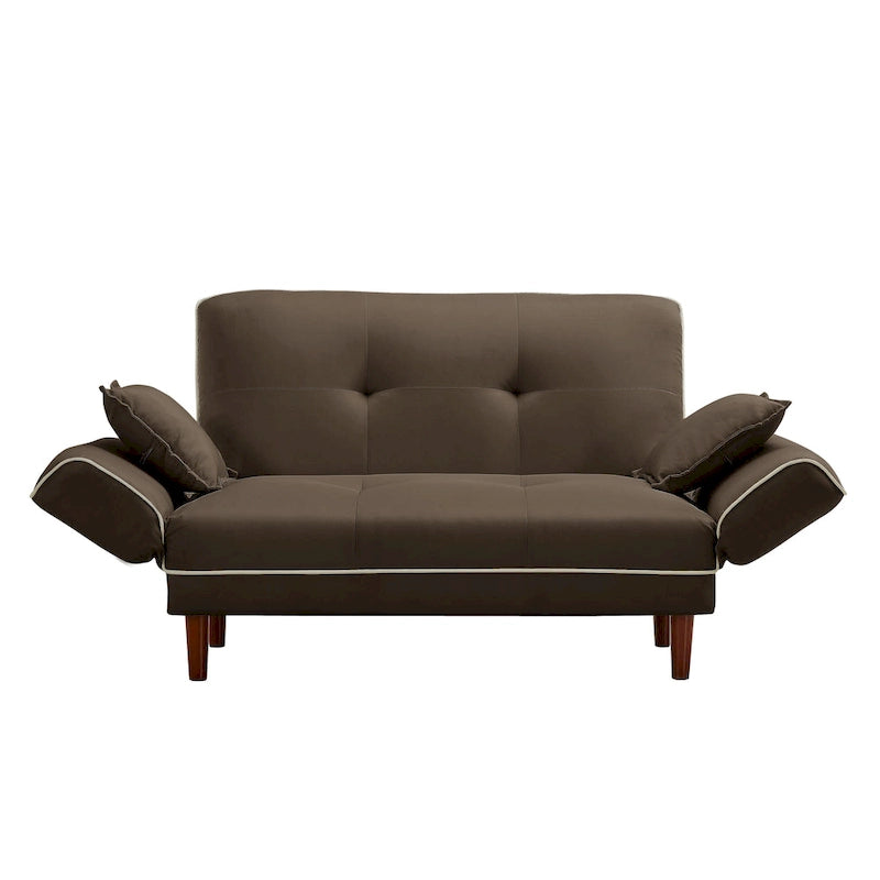 Divano letto multifunzione con 2 cuscini, tessuto beige