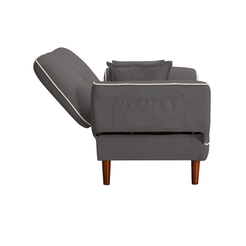 Divano letto multifunzione con 2 cuscini, tessuto beige
