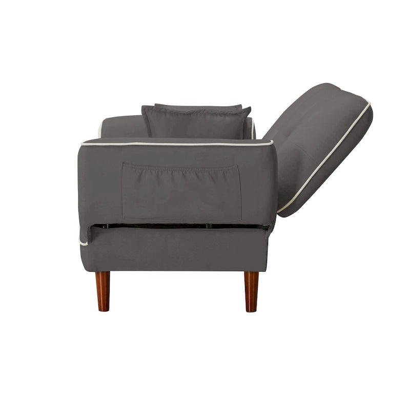 Divano letto multifunzione con 2 cuscini, tessuto beige