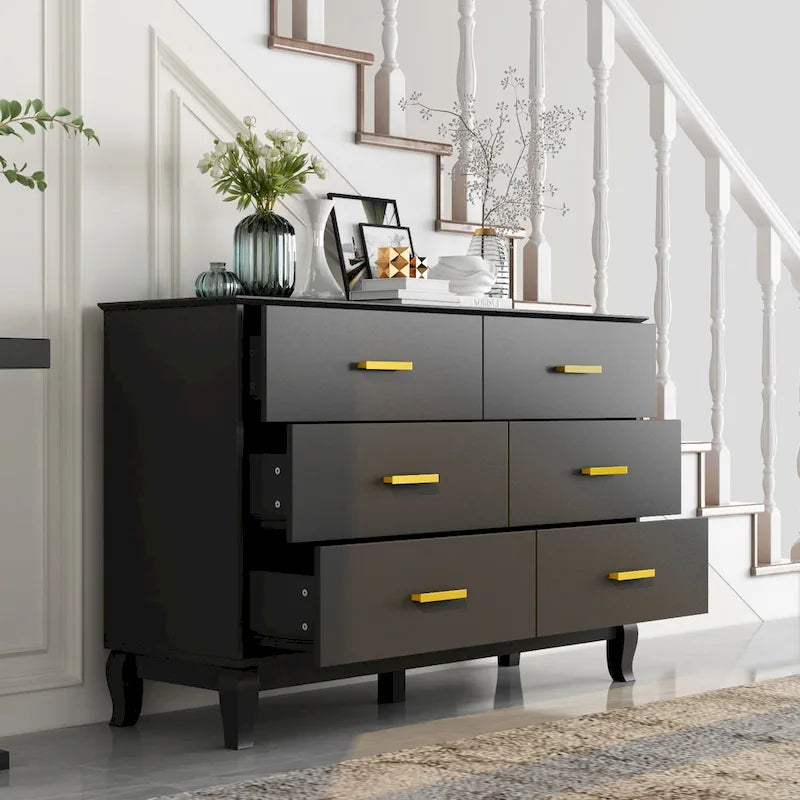 Cassettiera moderna in legno a 6 cassetti per il soggiorno
