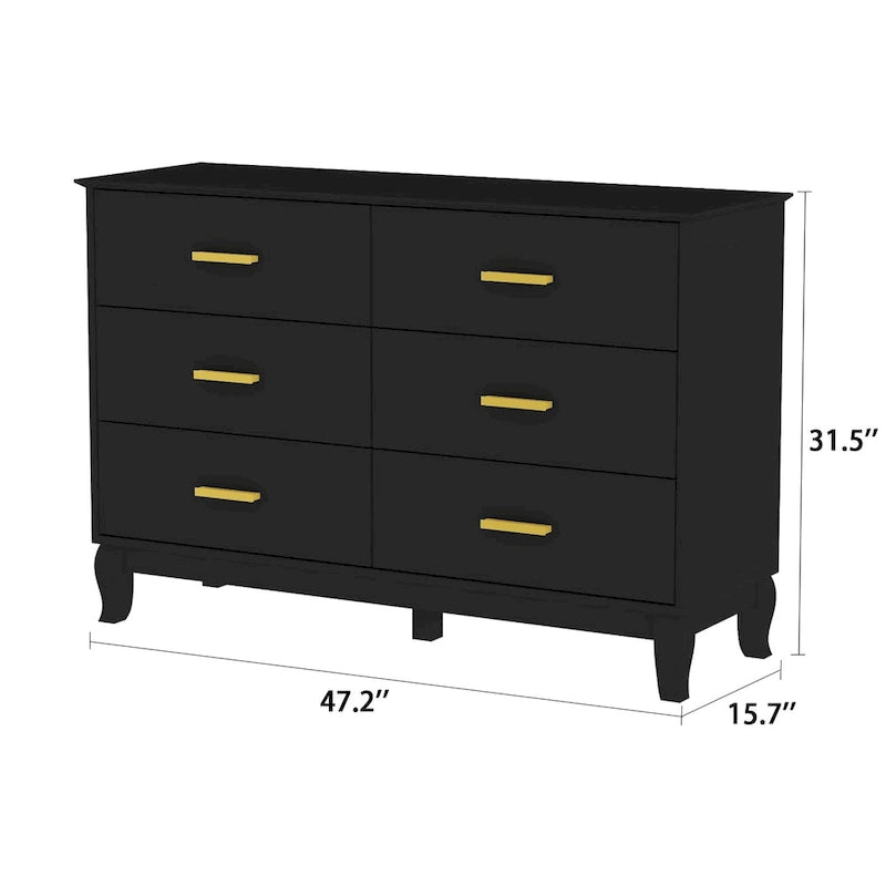 Cassettiera moderna in legno a 6 cassetti per il soggiorno