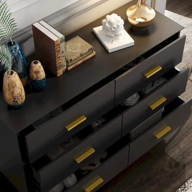 Cassettiera moderna in legno a 6 cassetti per il soggiorno