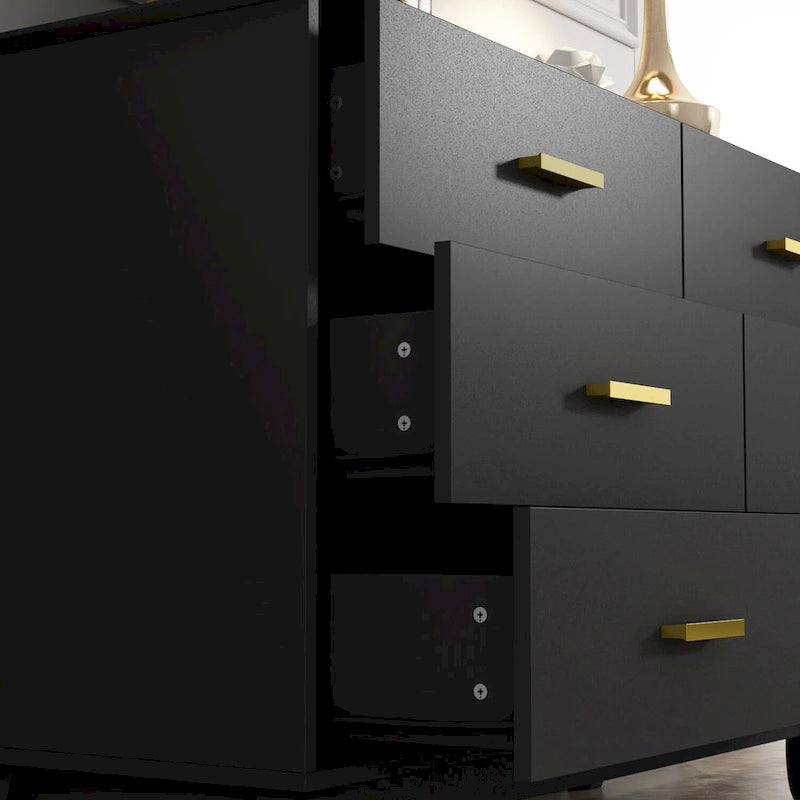 Cassettiera moderna in legno a 6 cassetti per il soggiorno