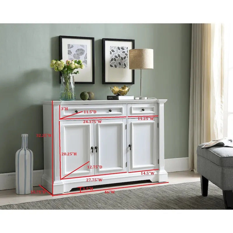 Credenza buffet bianca con ante a vetri