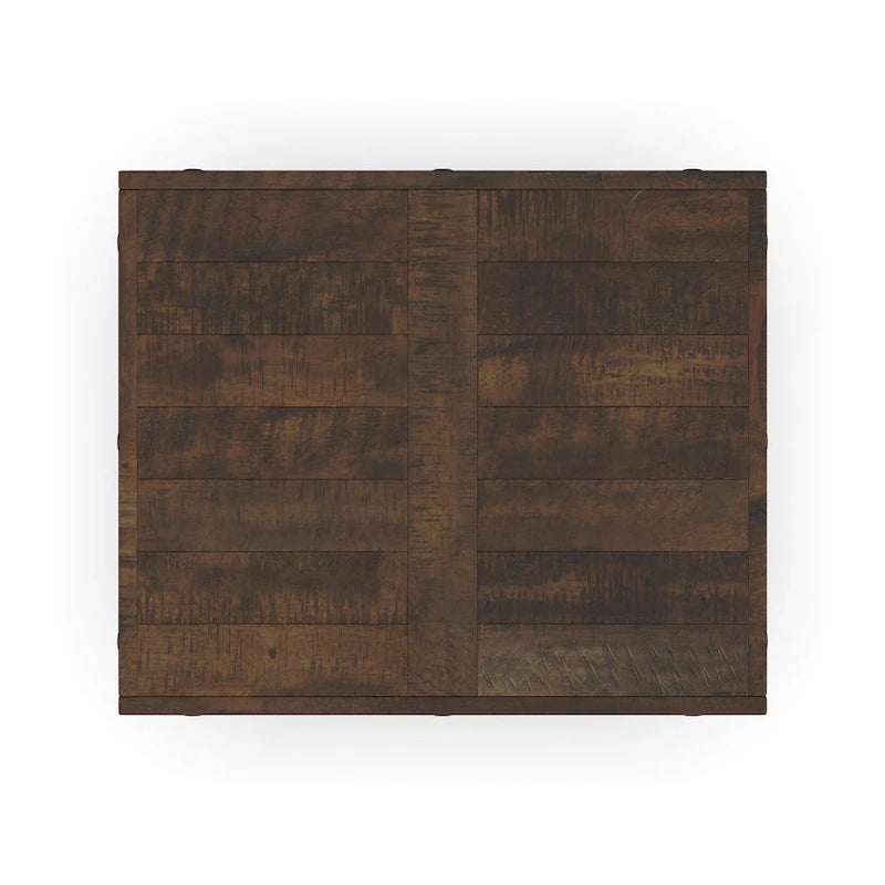 Tavolino marrone in legno massello di acacia