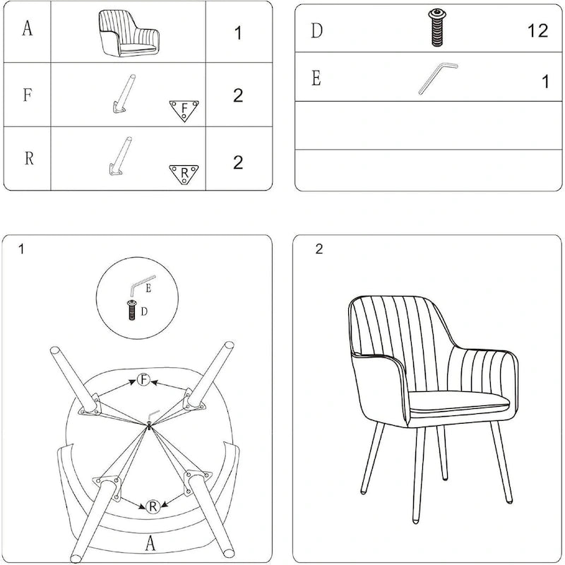 Poltrone d'accento moderne per soggiorno e sala da pranzo (set da 2)