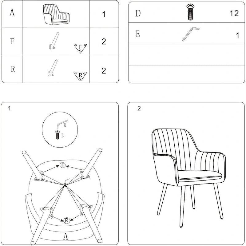Poltrone d'accento moderne per soggiorno e sala da pranzo (set da 2)