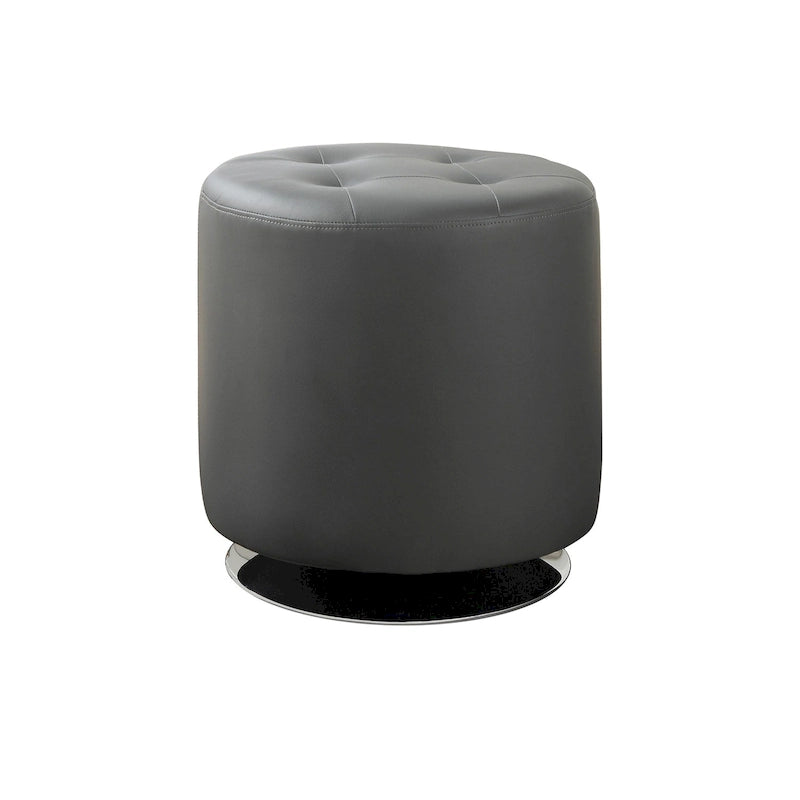 Pouf rotondo rivestito in similpelle