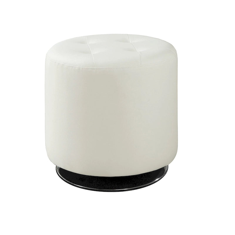 Round Leatherette Upholstered Ottoman