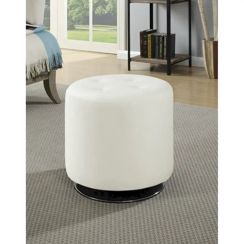 Pouf rotondo rivestito in similpelle