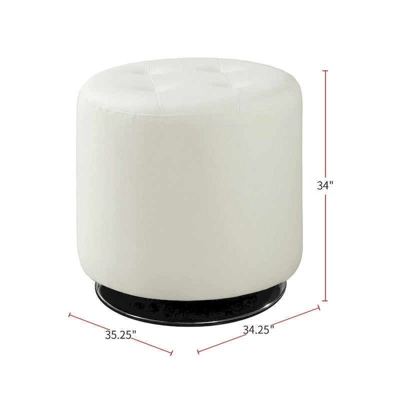 Pouf rotondo rivestito in similpelle