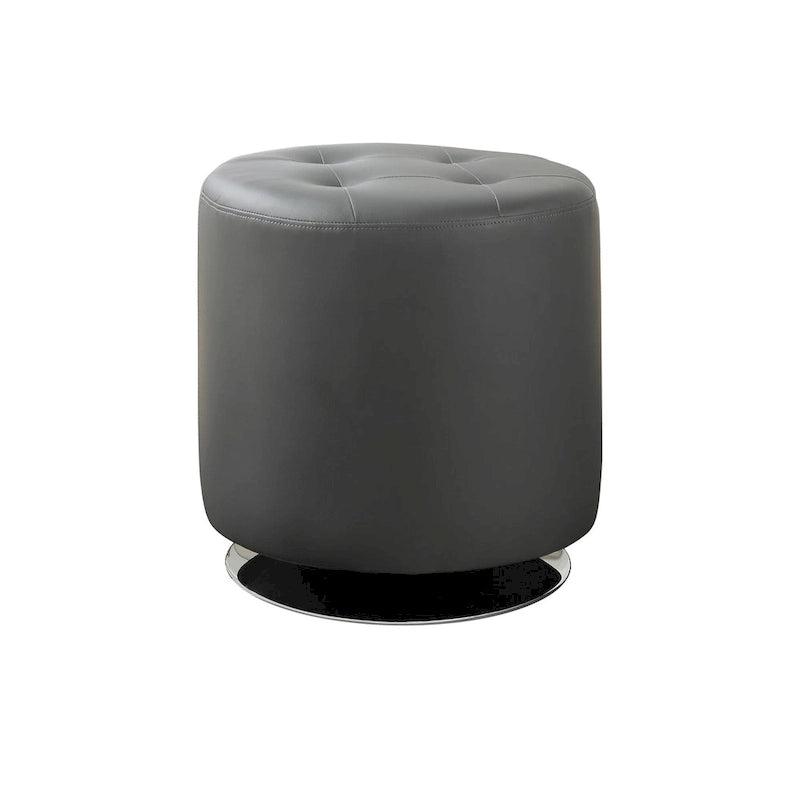 Pouf rotondo rivestito in similpelle