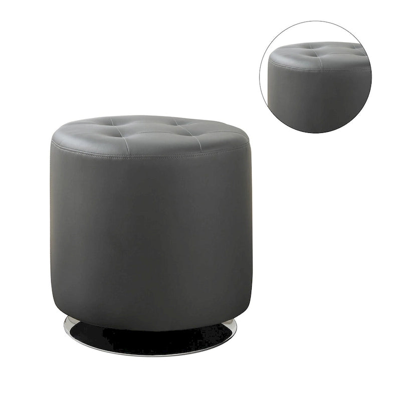 Pouf rotondo rivestito in similpelle