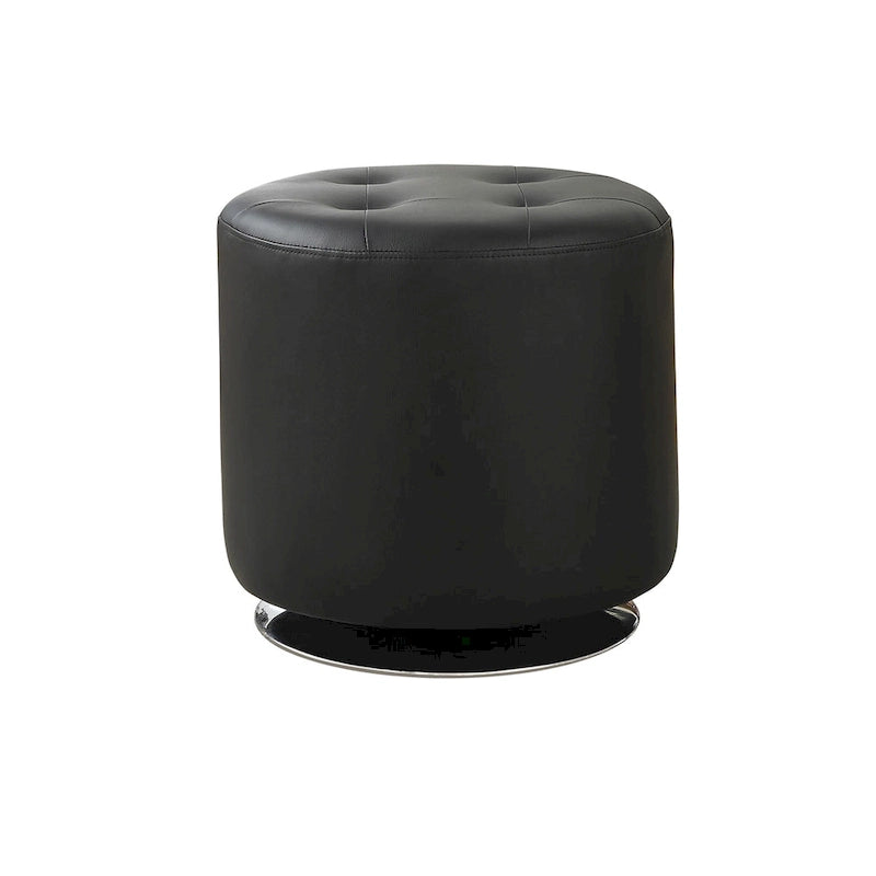 Pouf rotondo rivestito in similpelle