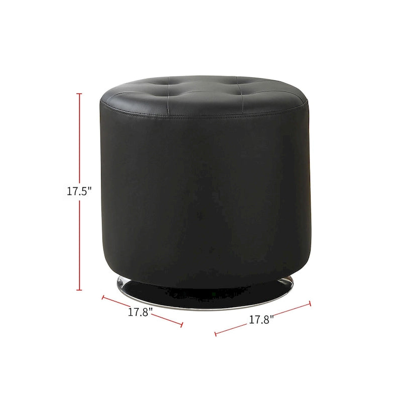 Pouf rotondo rivestito in similpelle
