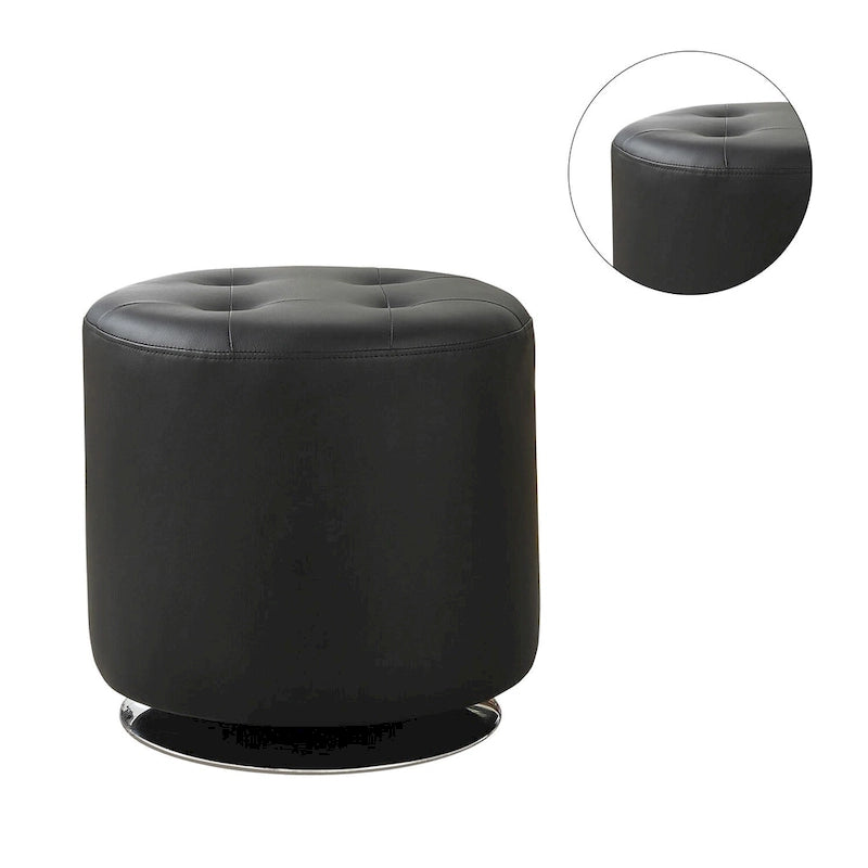 Pouf rotondo rivestito in similpelle