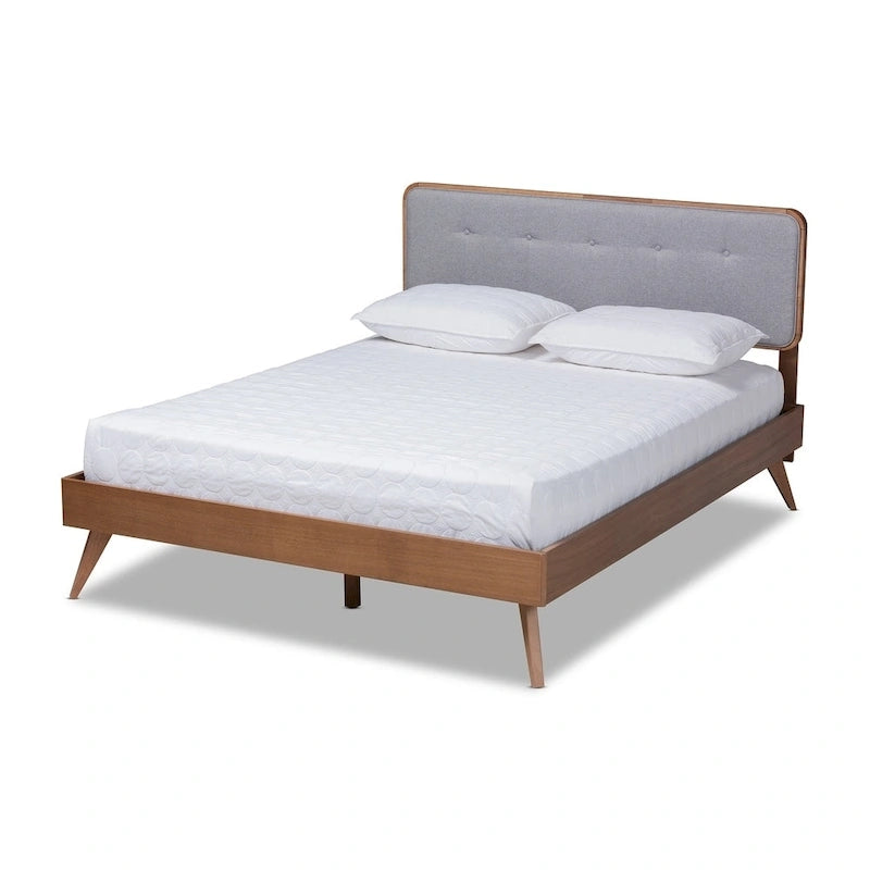Letto a piattaforma in tessuto di metà secolo