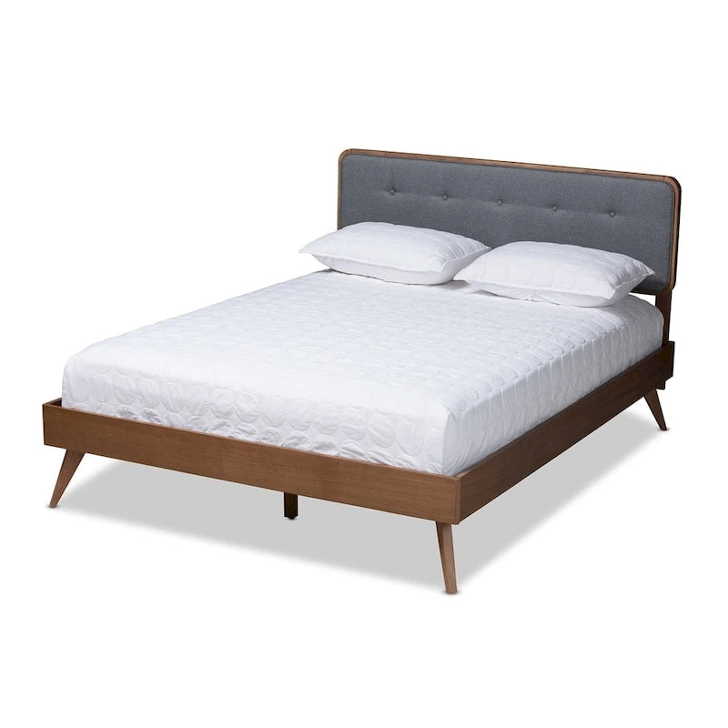 Letto a piattaforma in tessuto di metà secolo
