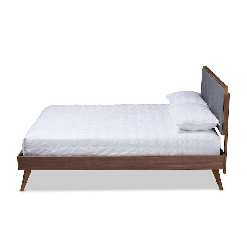 Letto a piattaforma in tessuto di metà secolo