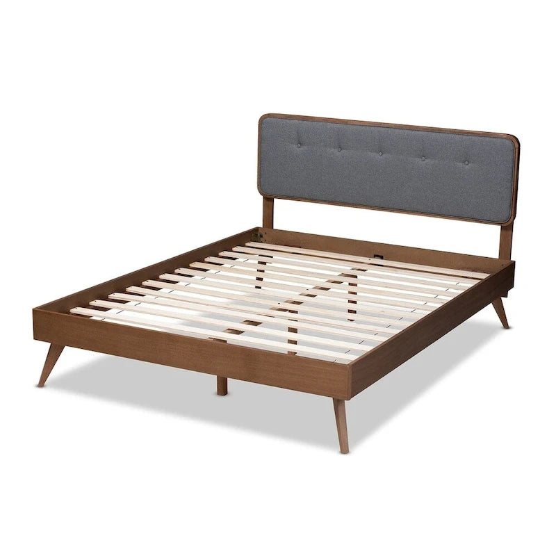 Letto a piattaforma in tessuto di metà secolo