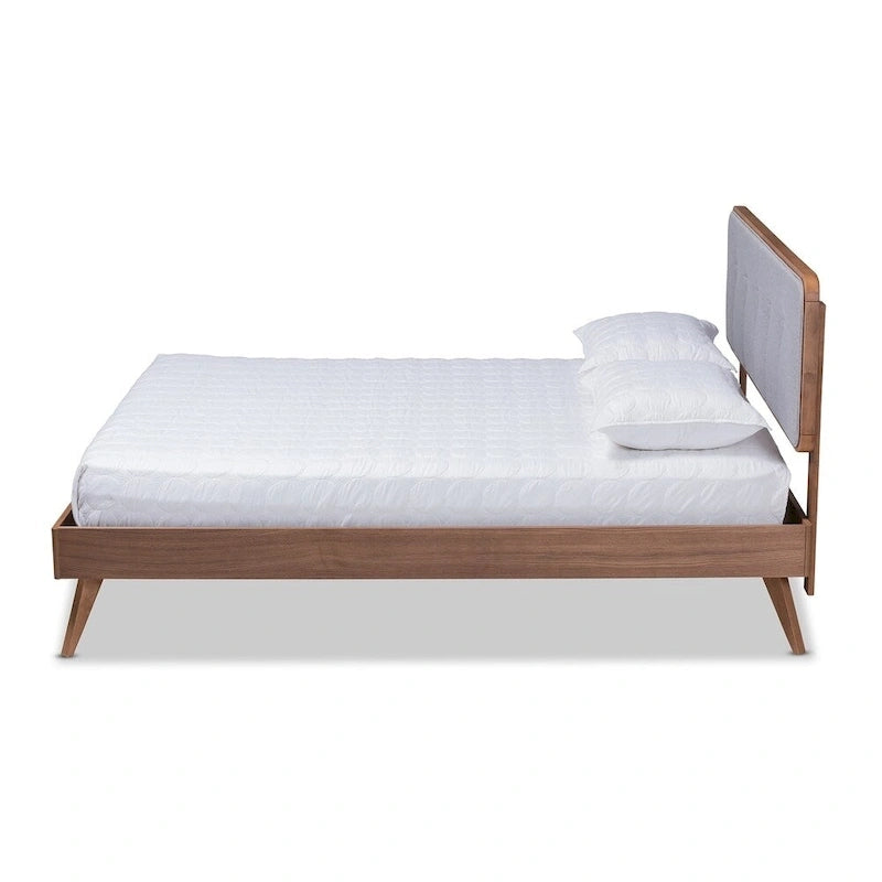 Letto a piattaforma in tessuto di metà secolo