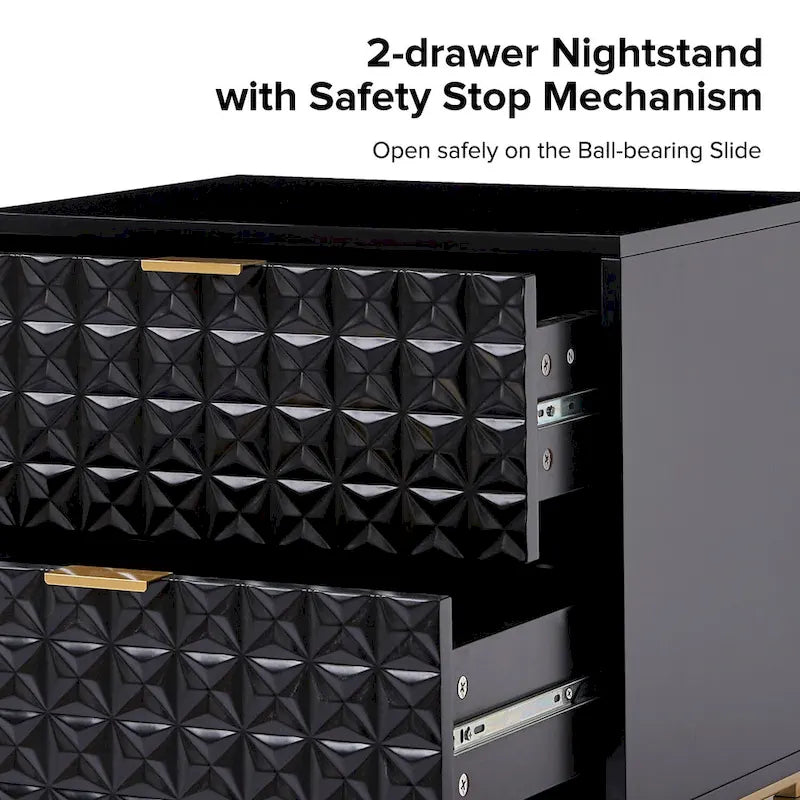 Szafka nocna w stylu mid-century z 2 szufladami, zestaw 2 sztuk, 25