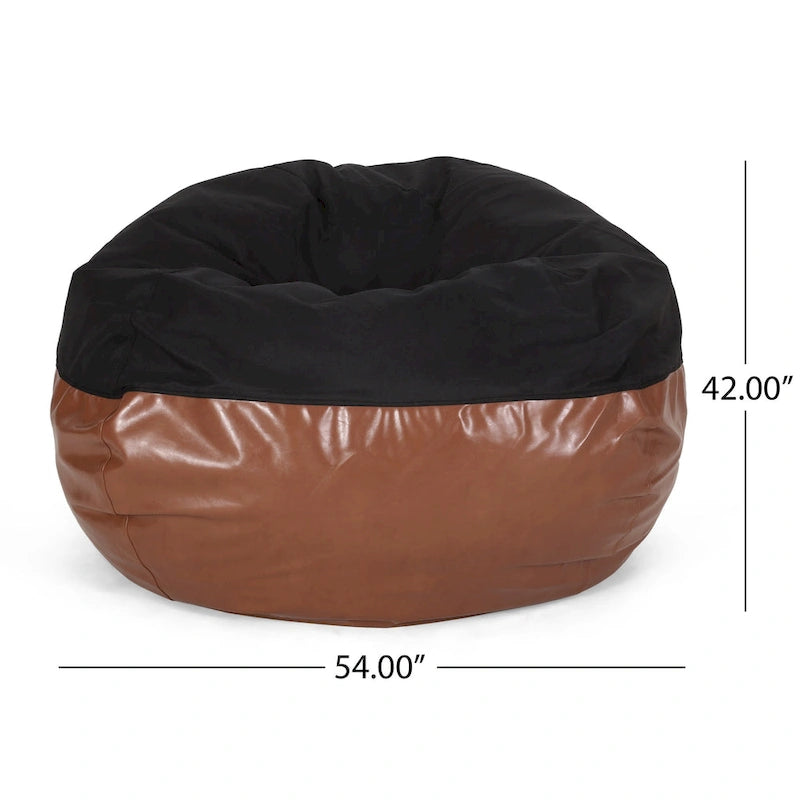 Pouf a sacco da 5 piedi in tessuto bicolore e similpelle